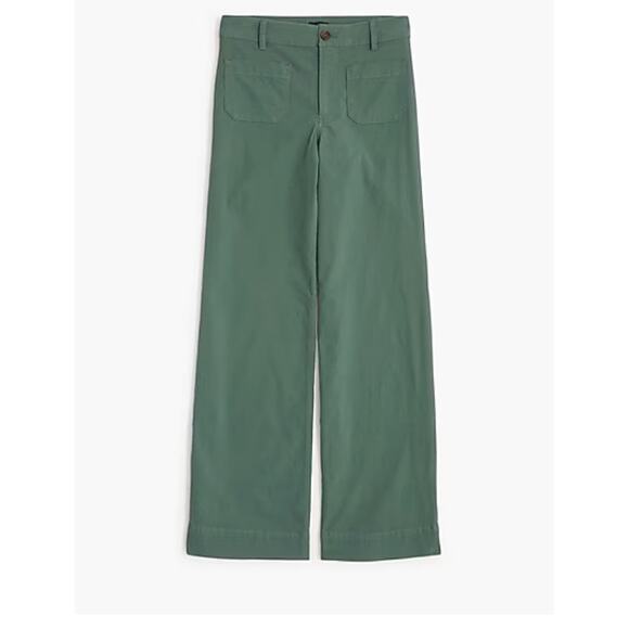 NWT J. Crew High Rise Patch Pocket Wide Leg Pants 25 0 Green Linen BW803 J.Crew - Picture 5 of 6